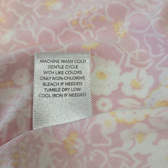 Christopher & Banks Floral Dress Medium Pink Yellow Short Sleeve Stretch Casual - Picture 9 of 12